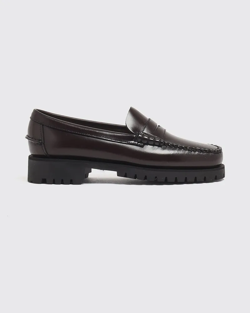 Sebago Penny Loafer von aus Glattleder mit gekerbter Gummisohle Burgunderrot