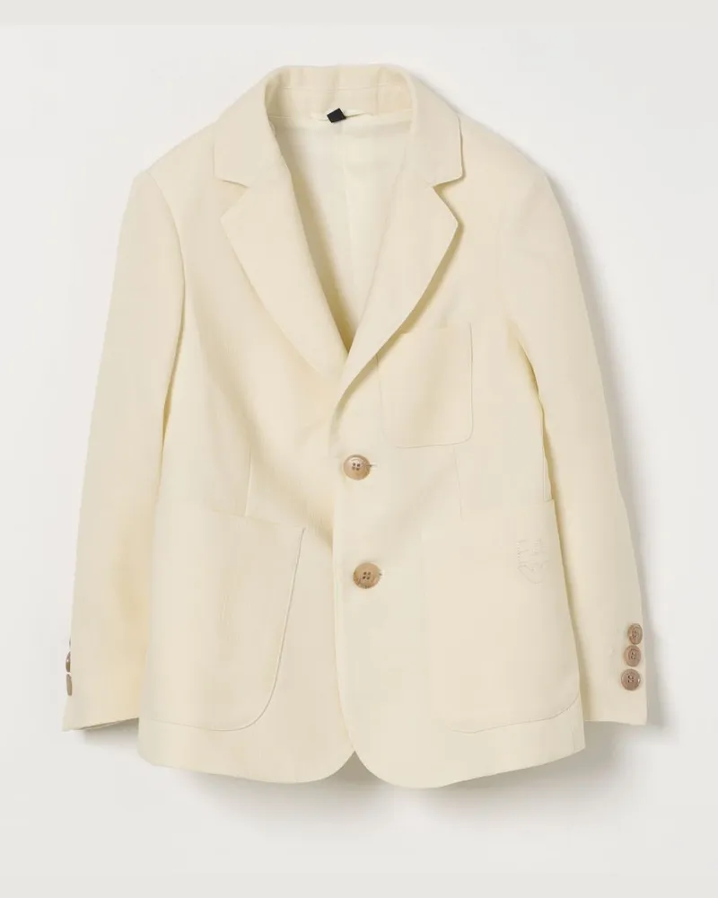 Emporio Armani Einreihiger Blazer aus Baumwollmischung Milch