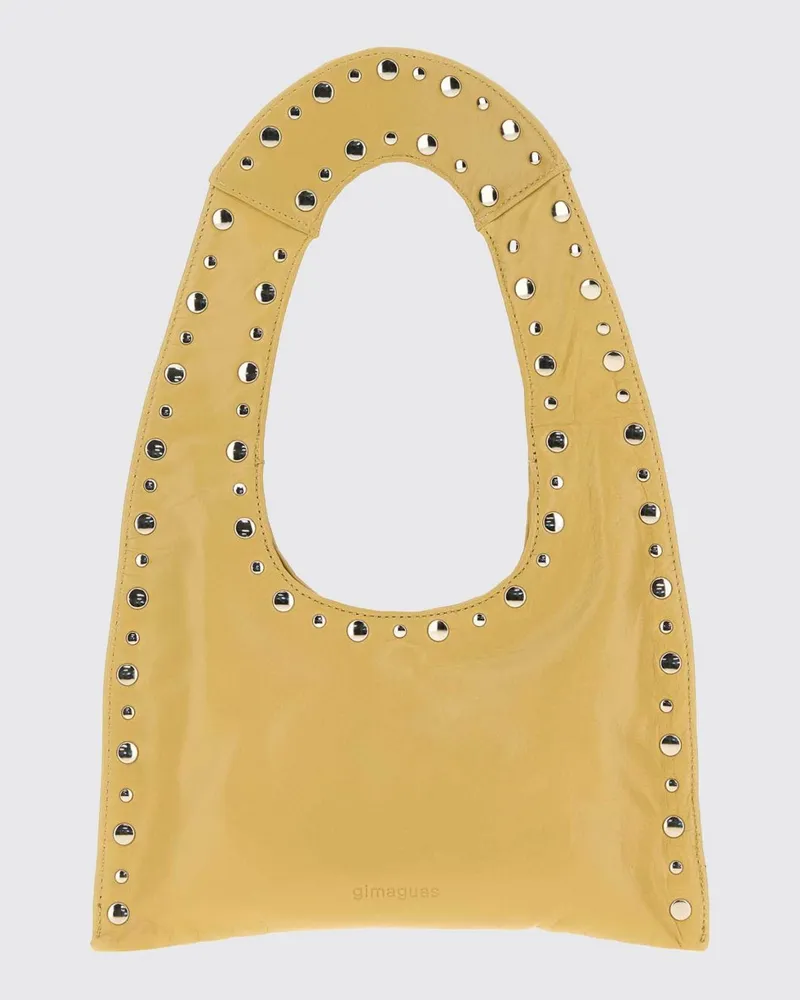 GIMAGUAS Franca Handtasche von aus glattem Lammleder mit applizierten Nieten Butter