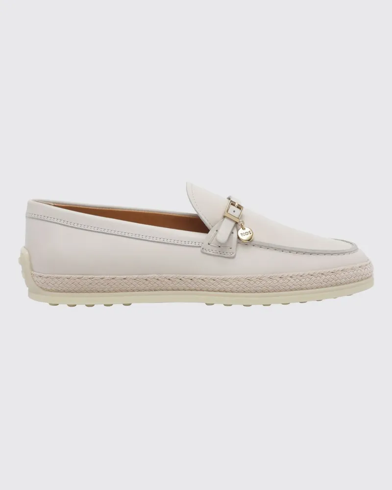 TOD'S Loafer aus Glattleder mit Gumminoppen und graviertem Logo Weiß