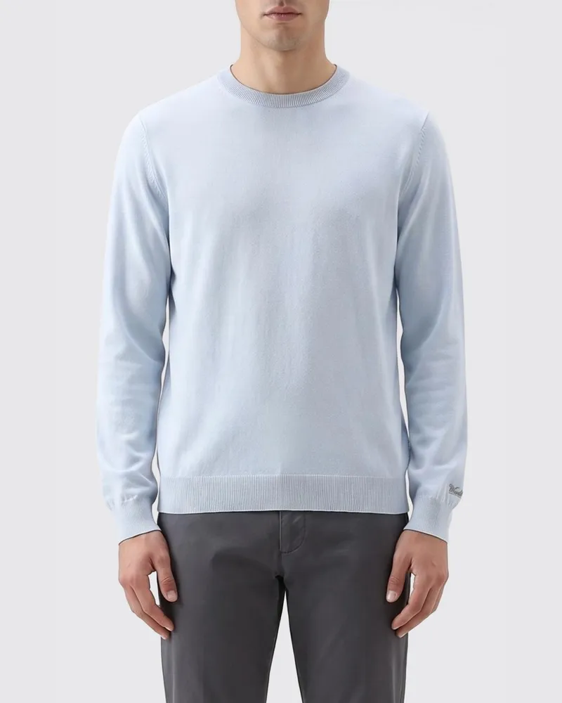 Woolrich Baumwoll-Rundhalspullover Hellblau