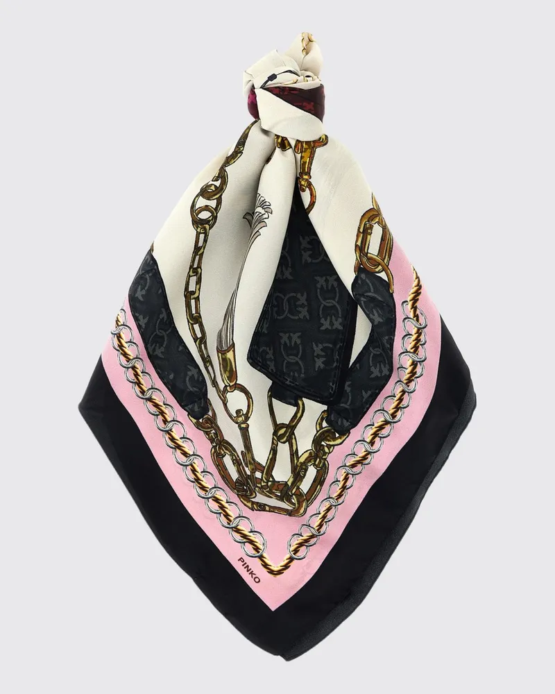 Pinko Seidenmisch-Twill-Foulard mit Taschen-Print Bunt
