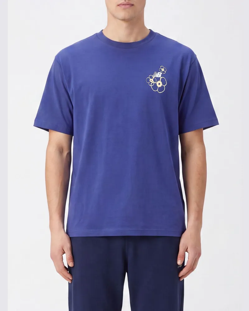 New Balance T-Shirt aus Baumwollmischung mit Grafikdruck und Kontrastlogo Blau