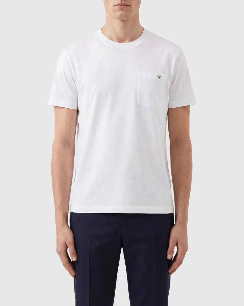 Valentino Garavani Slim Fit T-Shirt aus Baumwolle mit VLogo Signature und Tasche Weiß