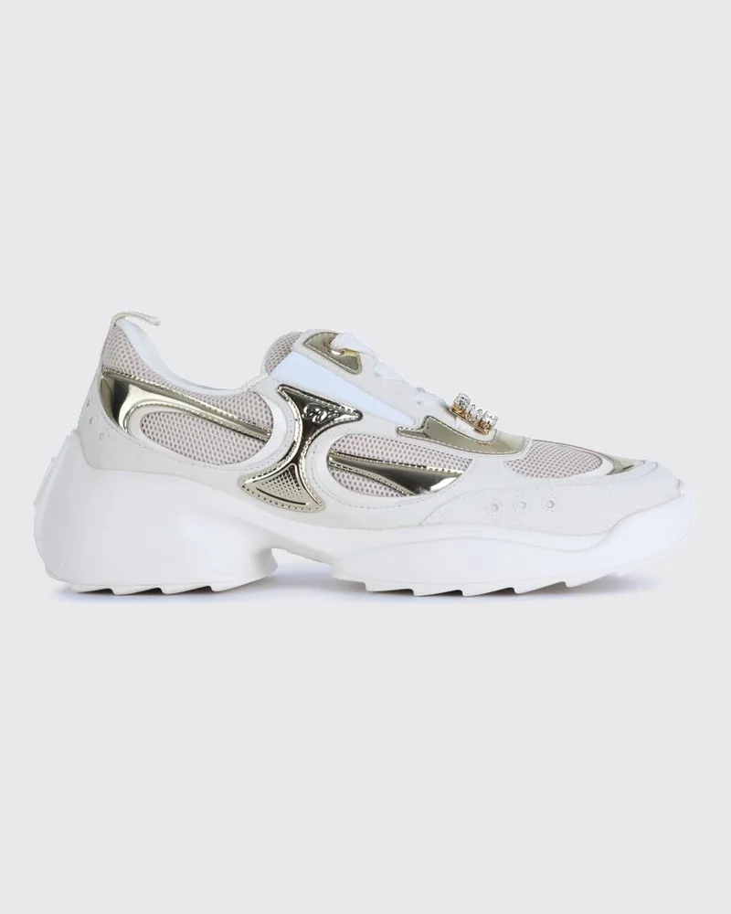 Roger Vivier Viv' On The Run Sneaker aus Leder und Mesh mit Schmuckschnalle Beige