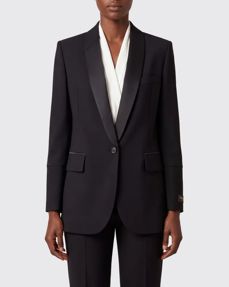 Ermanno Scervino Kurzer einreihiger Blazer von mit Satin-Schalkragen Schwarz