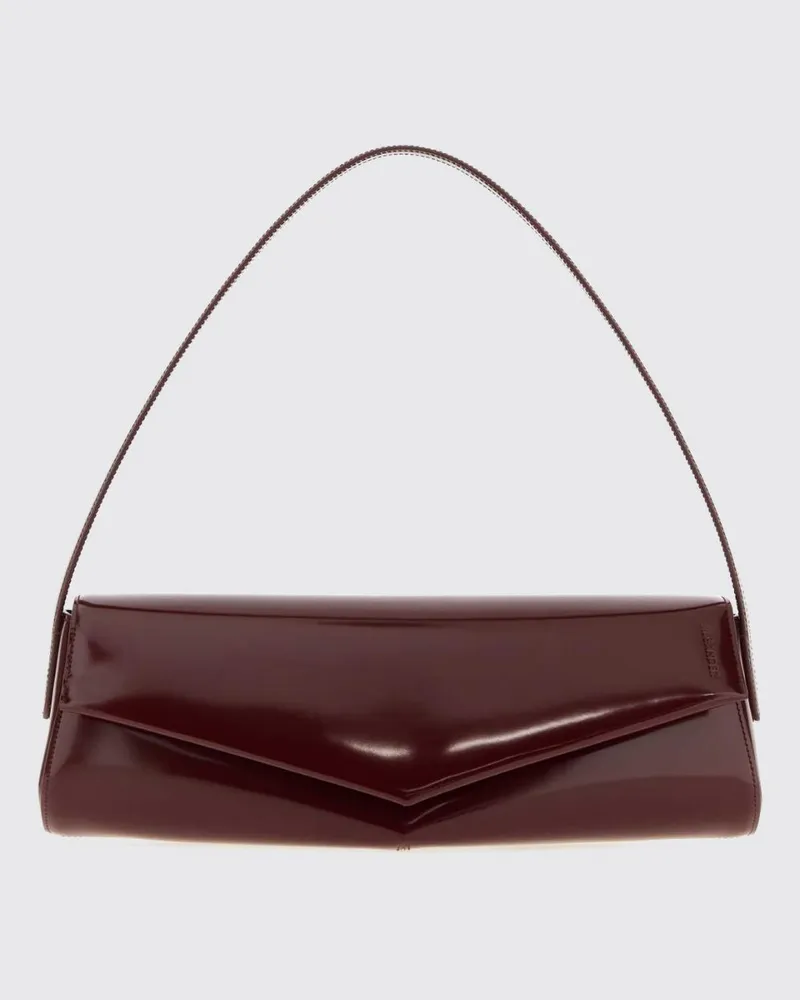 Jil Sander Kante Schultertasche aus gebürstetem Kalbsleder mit flachem Griff Haselnuss