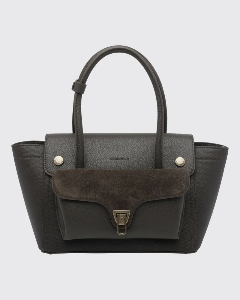 Coccinelle Handtasche von aus gewachster Baumwolle mit Pouch und abnehmbarem Gurt Braun