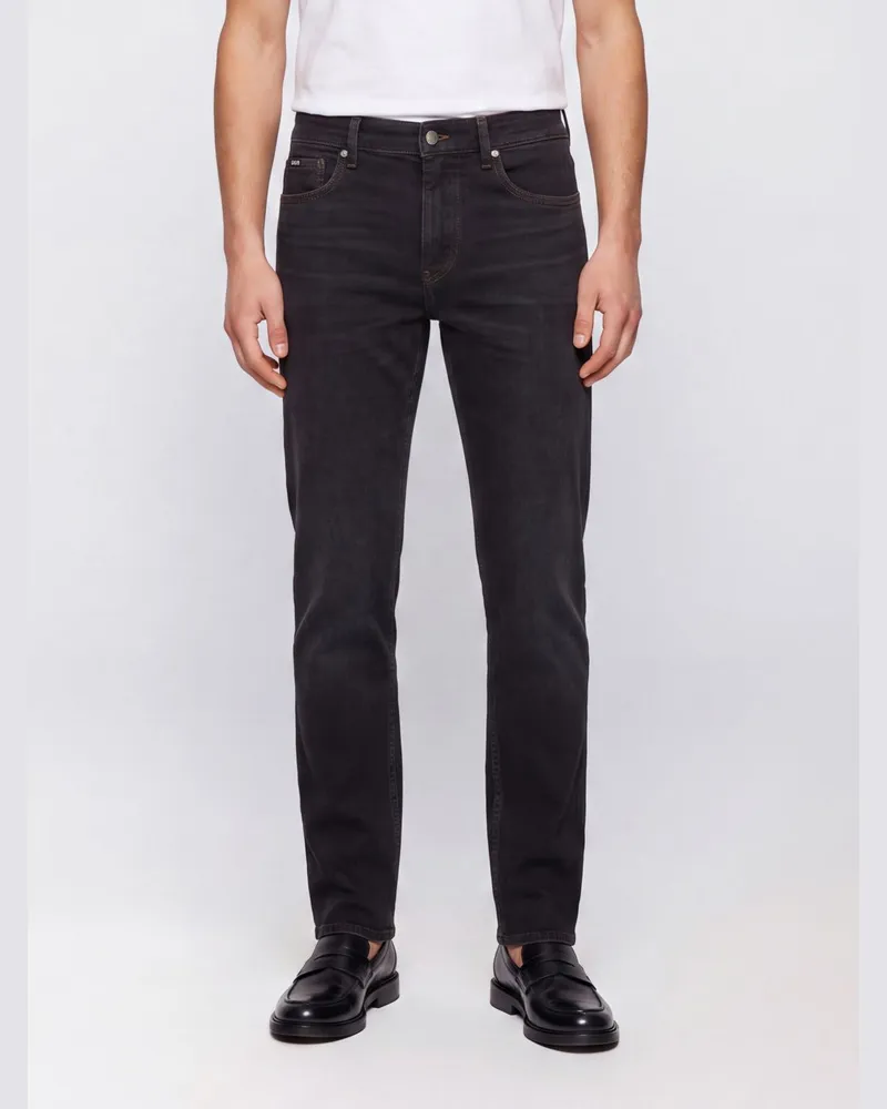 HUGO BOSS Slim-Fit Skinny-Jeans mit mittlerer Leibhöhe aus schwarzem Baumwolldenim Schwarz