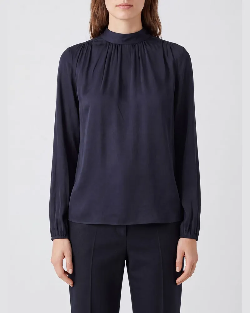 N° 21 Bluse mit Rundhalsausschnitt aus Seiden-Acetat-Mischung und langen Ärmeln Schwarz