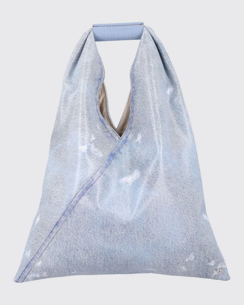 Maison Margiela Japanese Tasche aus Leder mit Denim-Print Blau