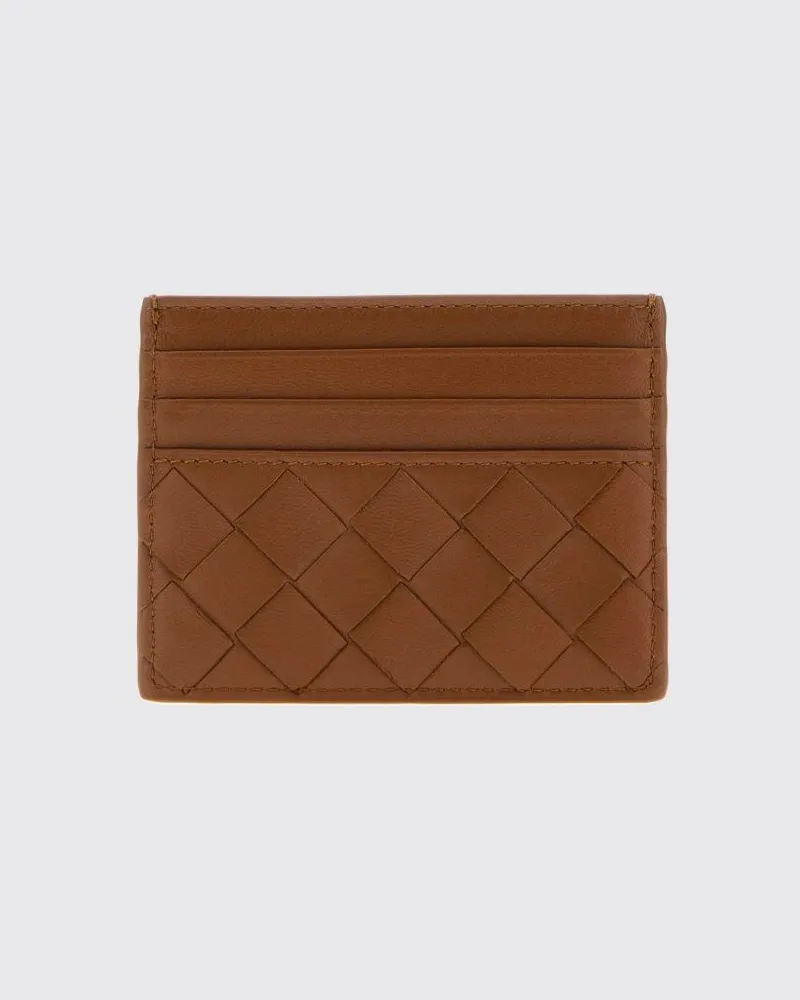 Bottega Veneta Flacher Kartenhalter aus geflochtenem Nappaleder mit 7 Fächern Braun