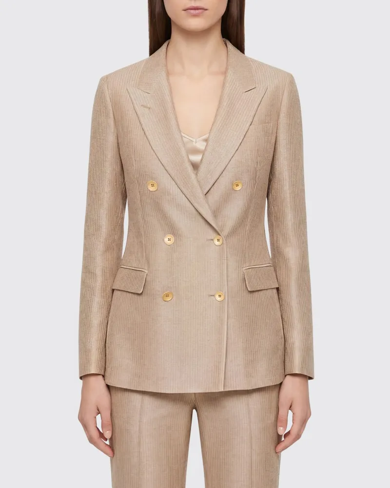 Tagliatore Doppelreihiger Cupro-Blazer Beige