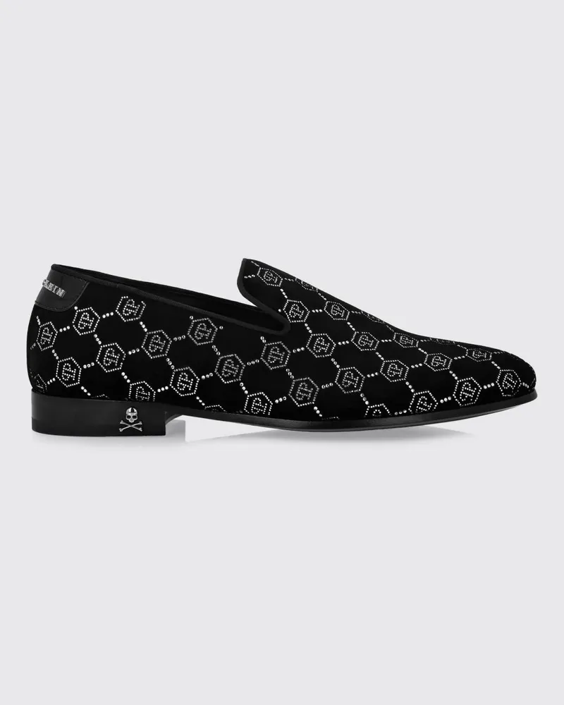Philipp Plein Samt-Mokassin mit Strass-Hexagon Schwarz