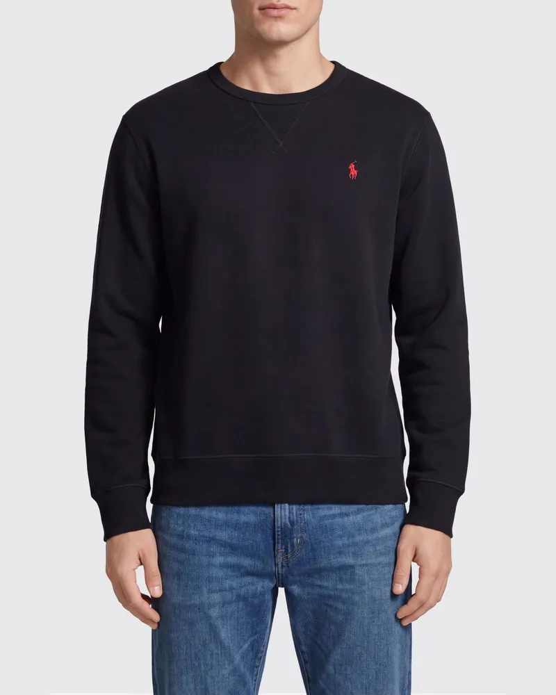 Ralph Lauren Rundhals-Sweatshirt aus Baumwolle mit gesticktem Pony-Logo Schwarz