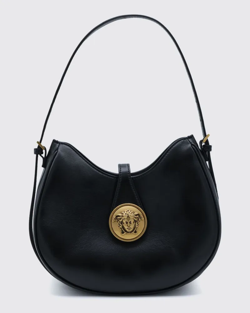Versace Emblème Hobo-Tasche von aus Lammleder mit Medusa-Logo Schwarz