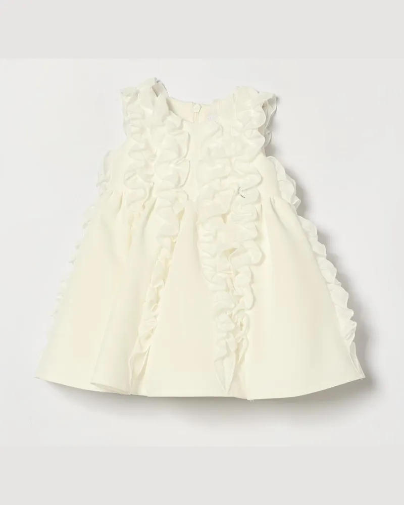 Monnalisa Ärmelloses Cady-Minikleid für Mädchen mit Rüschen für festliche Anlässe Weiß