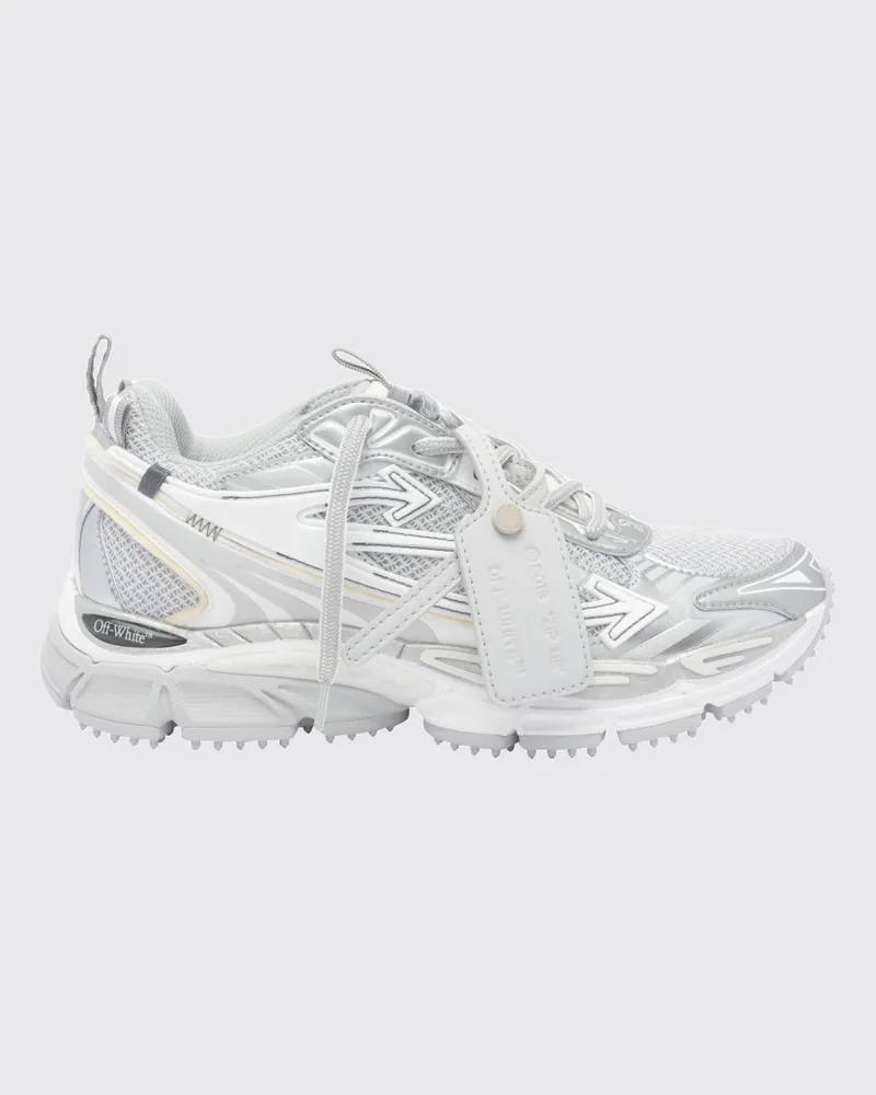 OFF-WHITE Be Right Back-Sneaker aus Leder und Mesh mit Logo-Anhänger Grau