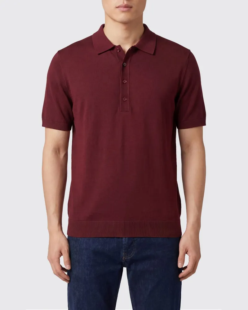 Paolo Pecora Milano Polo aus Baumwoll-Seiden-Strick Rot