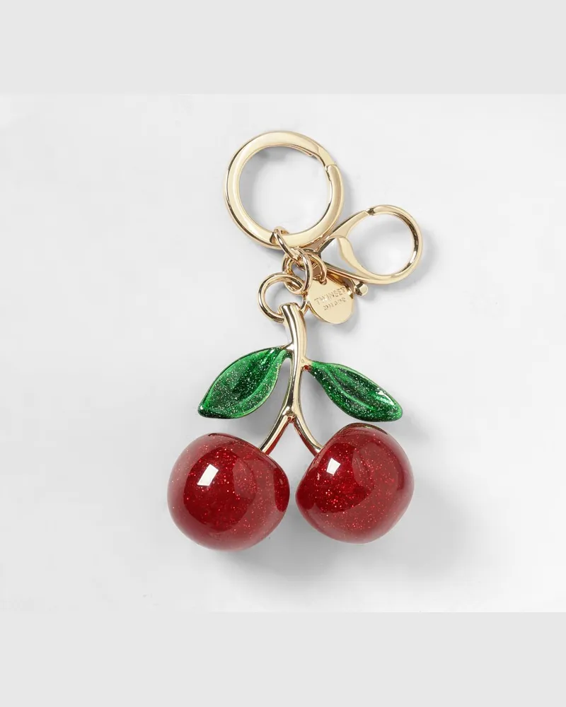 Twin-Set Schlüsselanhänger aus emailliertem Metall mit Frucht-Charm und Karabinerhaken Rot