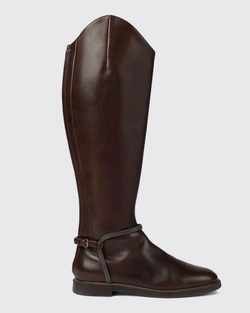 Brunello Cucinelli Flache stiefeletten damen Braun
