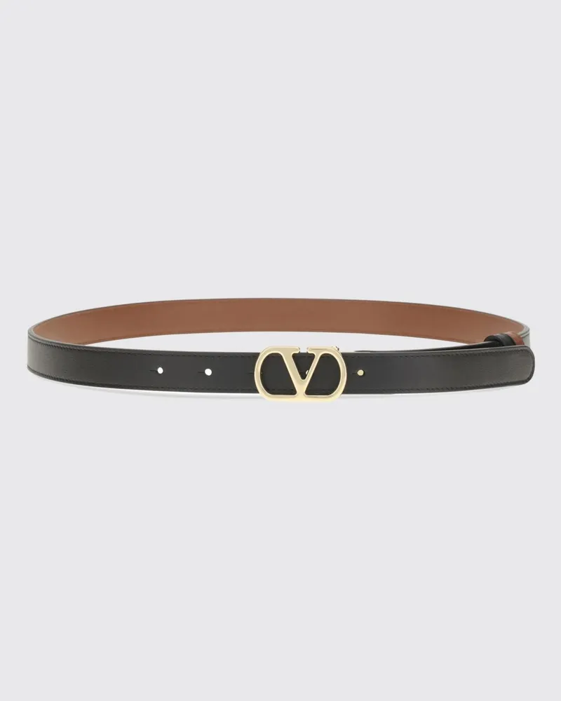 Valentino Garavani Verstellbarer VLogo Signature Gürtel aus glattem Kalbsleder Schwarz