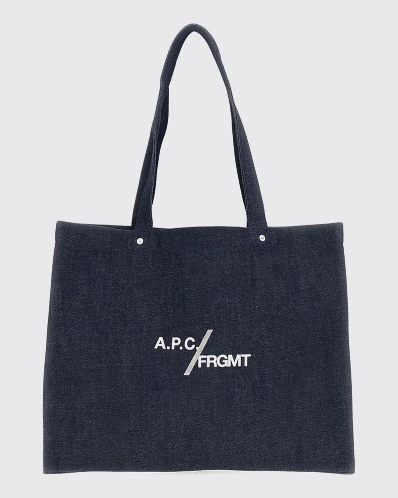 A.P.C. x Fragment Tote-Bag aus Baumwolldenim mit Kontrastlogo Blau