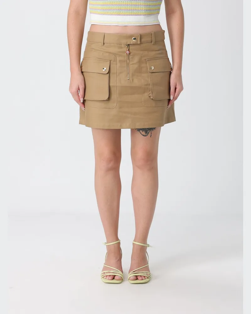 Casablanca Paris Cargo-Minirock von aus Baumwolldrill mit niedriger Taille und Seitentaschen Beige