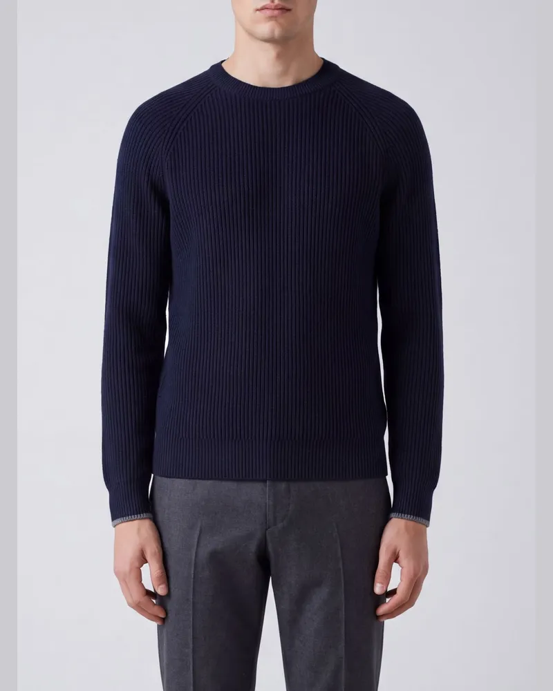 Brunello Cucinelli Pullover mit Rundhalsausschnitt aus recyceltem Polyester Blau