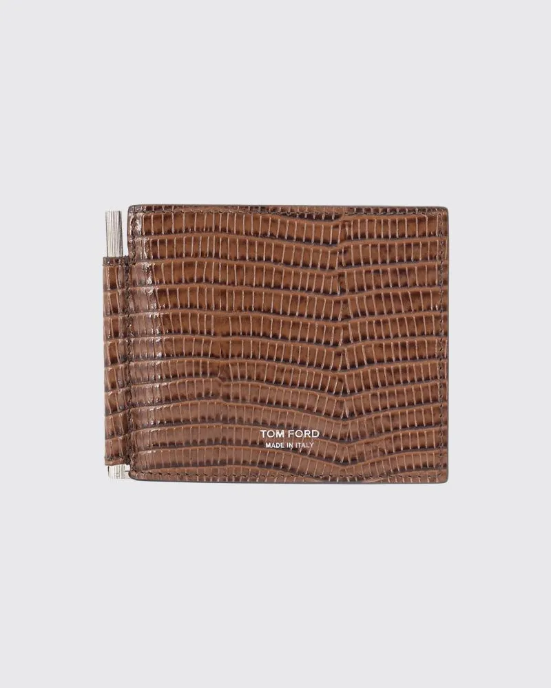 Tom Ford Bifold-Geldbörse aus Leder mit Geldklammer und acht Kartenfächern Braun