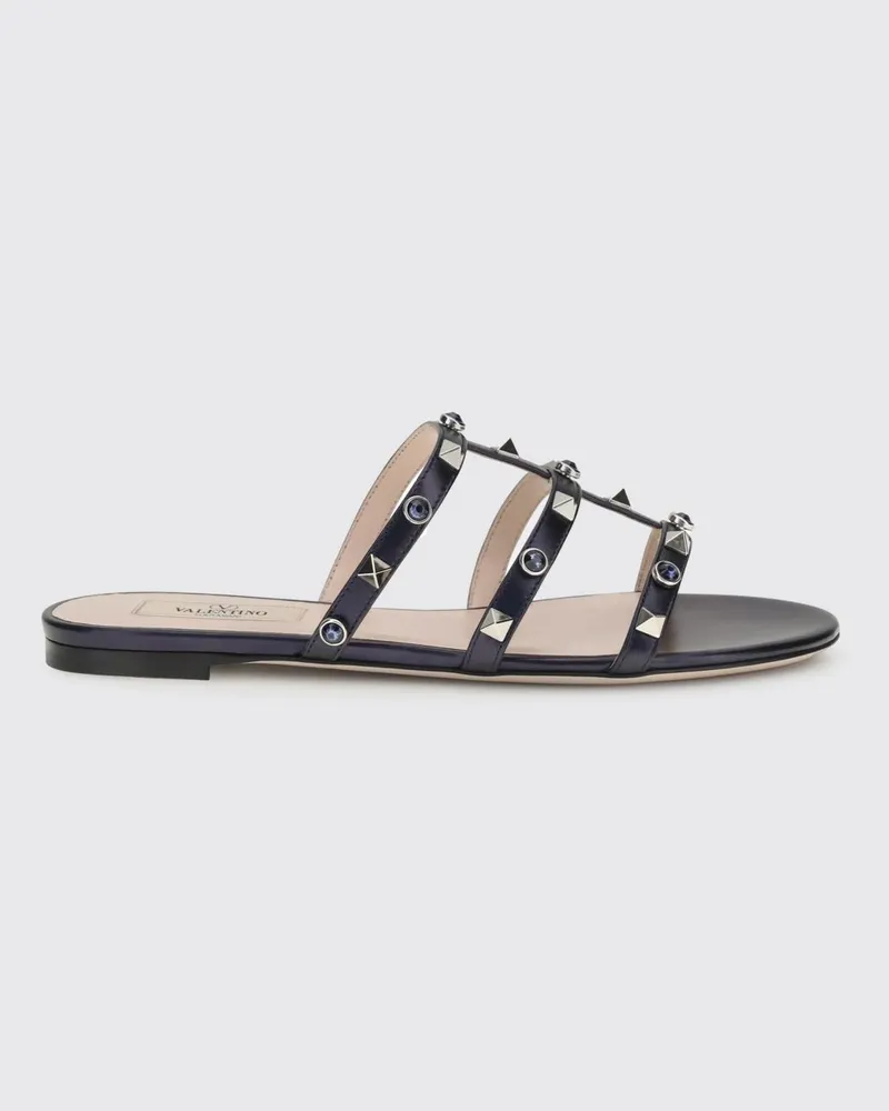 Valentino Garavani Rockstud Ledersandalen Navy