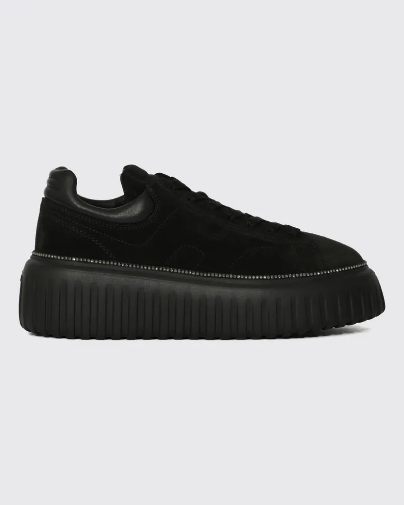 Hogan Plateau-Sneaker H721 aus Leder und Veloursleder mit geprägtem H-Logo Schwarz