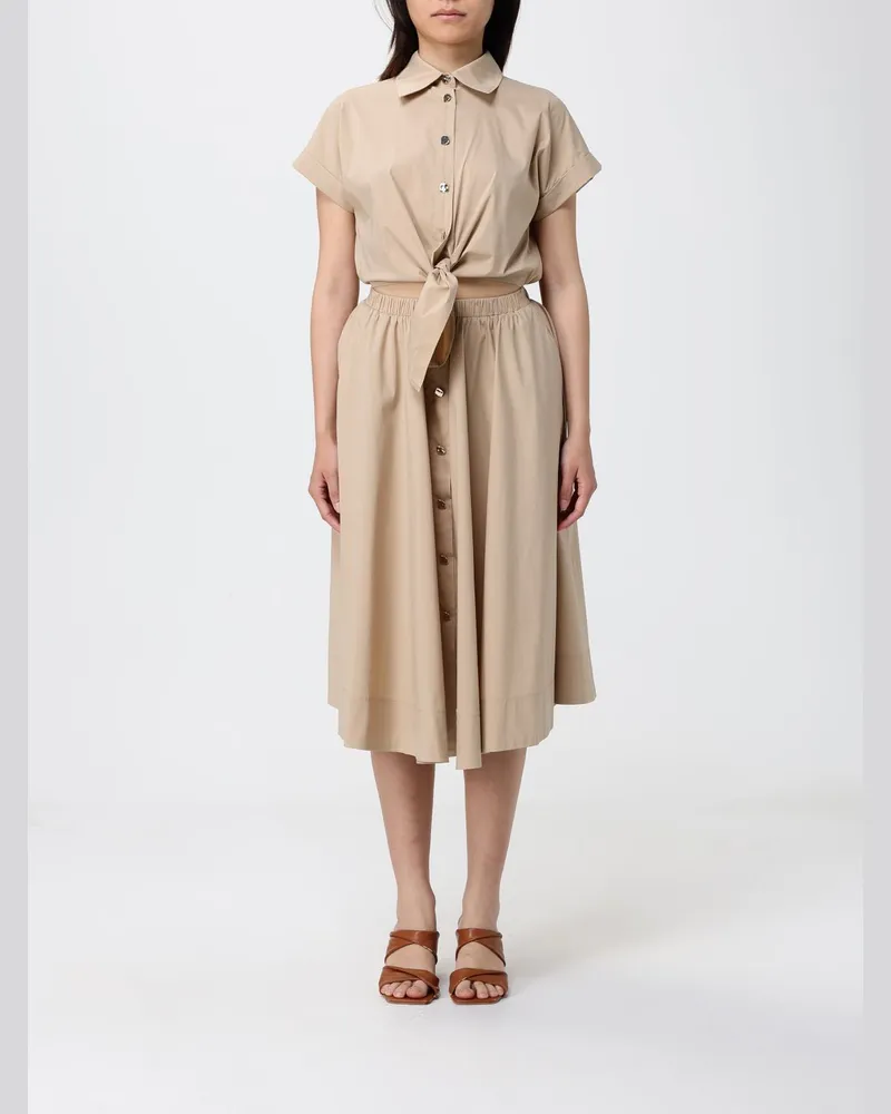 Liu Jo Baumwoll-Hemdblusenkleid Beige