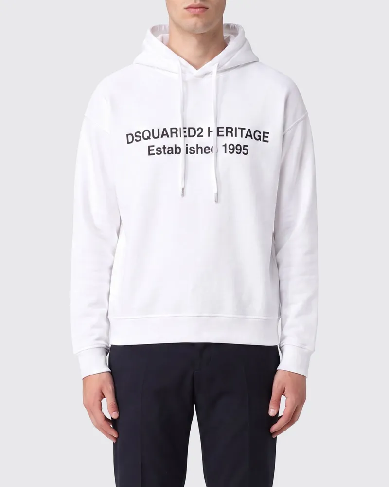 Dsquared2 Kapuzenpullover aus Baumwolle mit Kontrastlogo Weiß