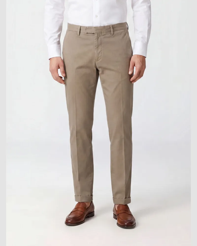 Briglia 1949 Maßgeschneiderte Slim Fit Hose aus einer Baumwoll-Leinen-Mischung Grün
