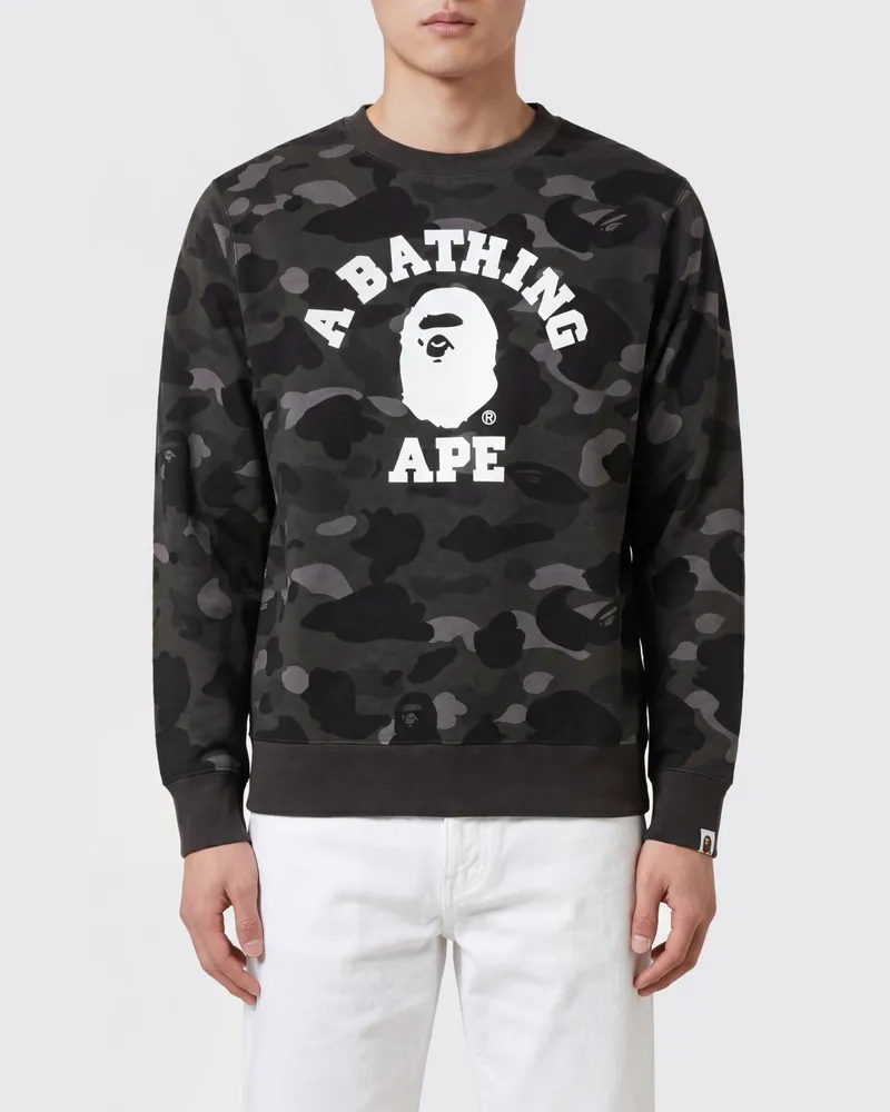 BAPE Slim Fit Sweatshirt aus Baumwolle mit Camouflage-Print und Logo Schwarz