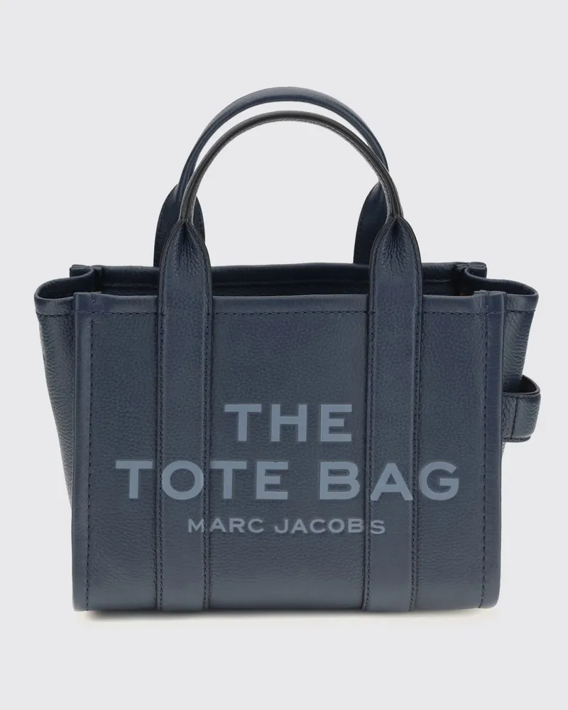 Marc Jacobs Kleine Tragetasche The Tote Bag aus Leder mit Ton-in-Ton-Logo Blau