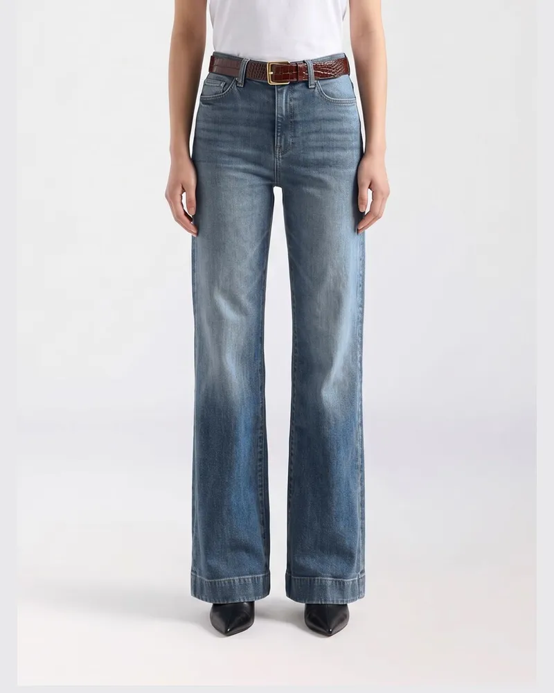 7 for all mankind Dojo High-Waist Straight Leg Jeans aus Baumwolldenim Blau