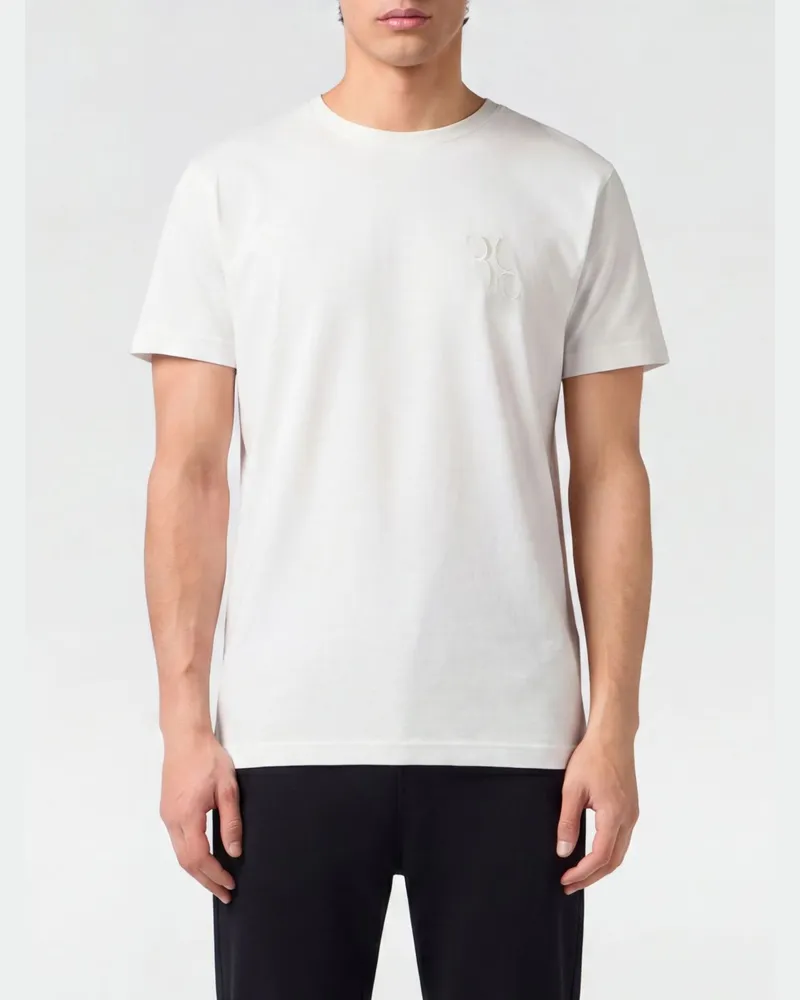 Billionaire Baumwoll-T-Shirt mit Rundhalsausschnitt und Ton-in-Ton-Logostickerei Weiss
