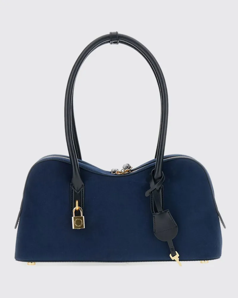 Stella McCartney Ryder Schultertasche aus Eco Alter Mat mit Doppelreißverschluss Blau