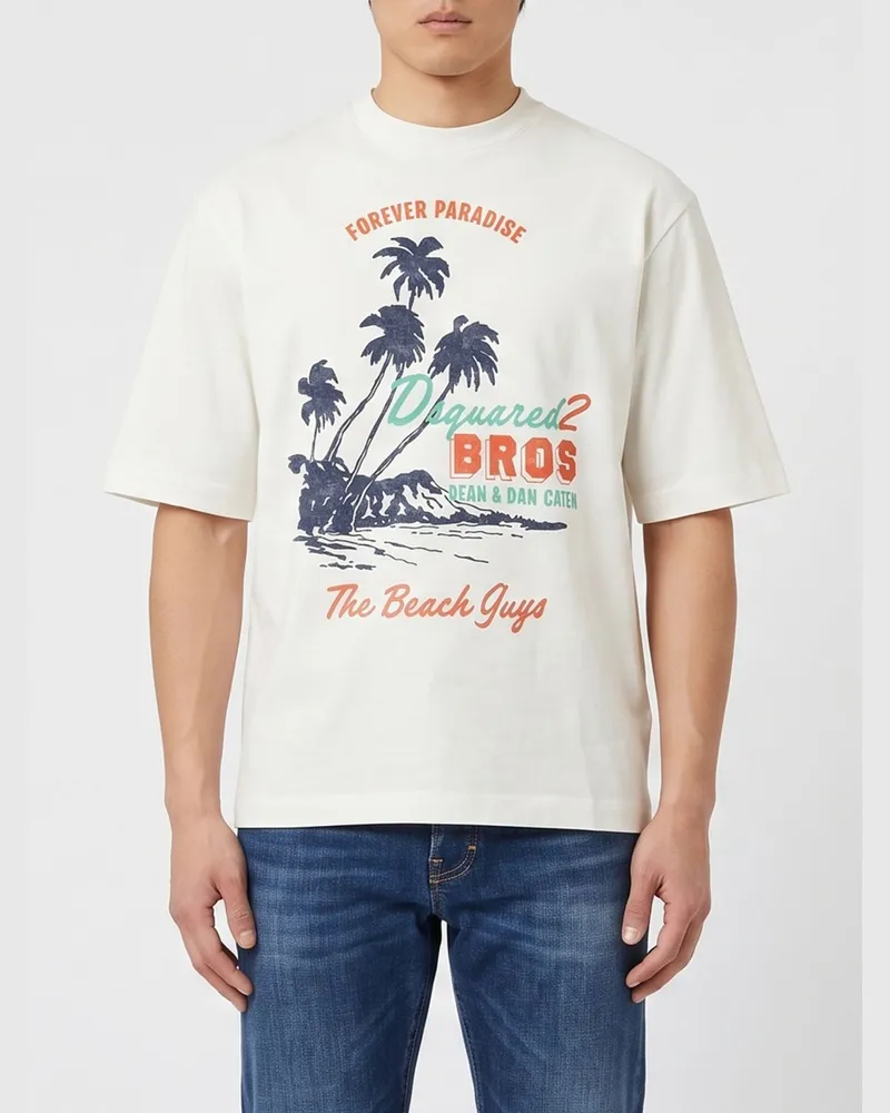 Dsquared2 Baumwoll-T-Shirt mit Logo Weiß