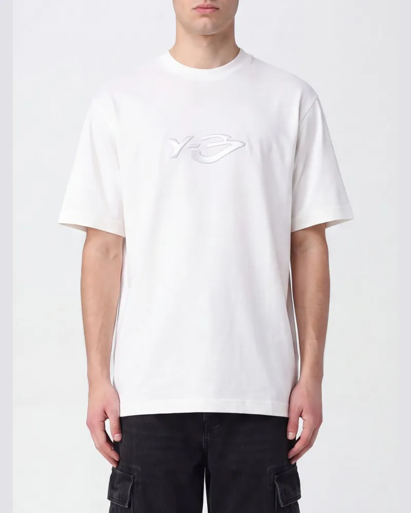 Y-3 Kurzärmeliges Baumwoll-T-Shirt mit Logo-Print Weiß