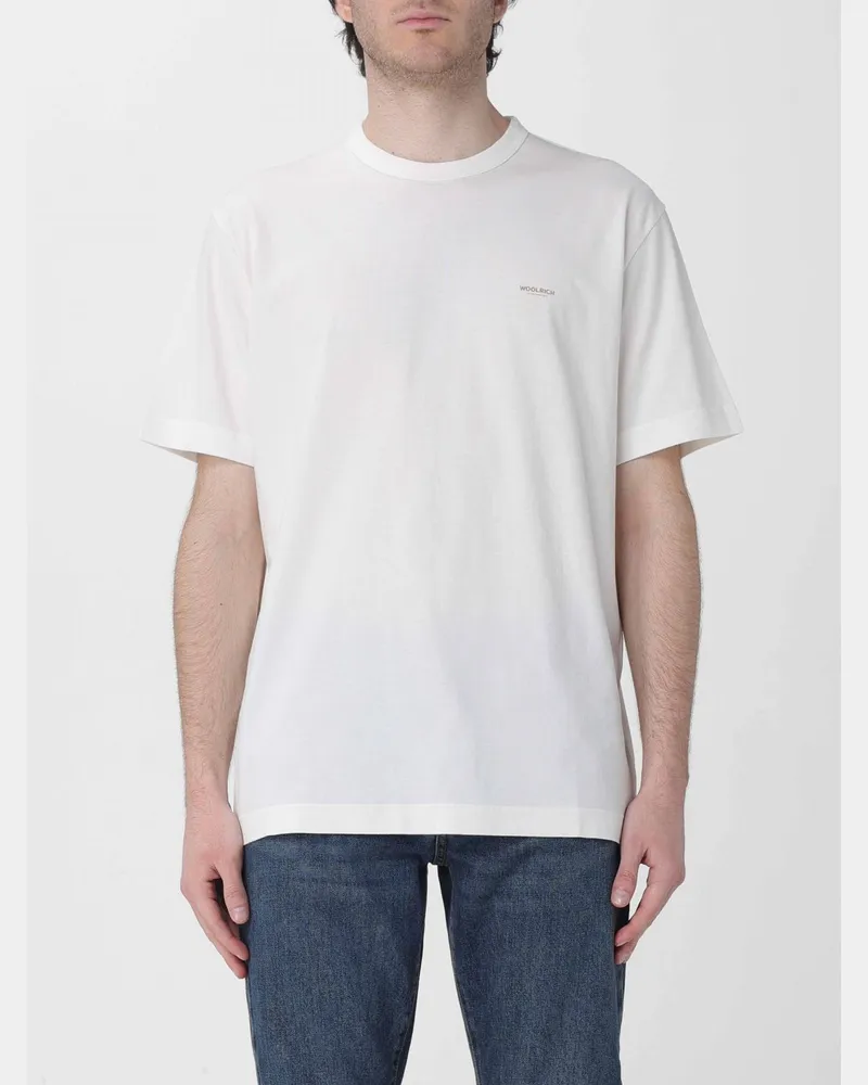 Woolrich Rundhals-T-Shirt mit Logo Weiß