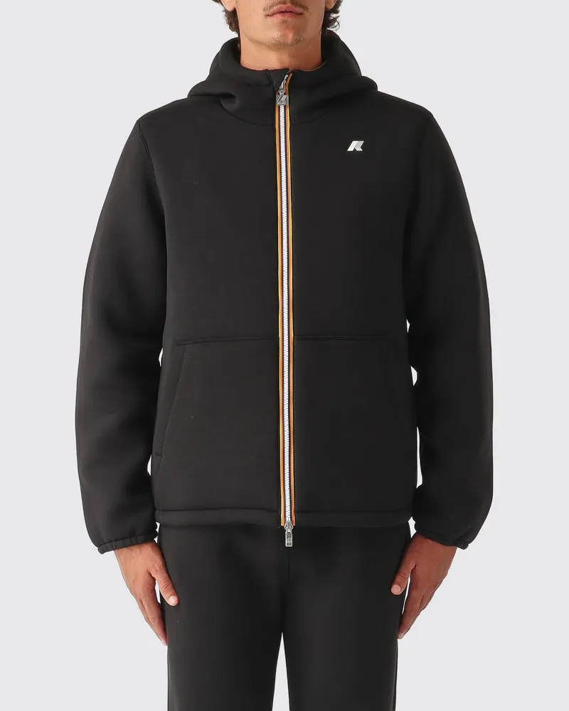 K-Way Wendbare Kapuzen-Windjacke aus recyceltem Polyester Schwarz