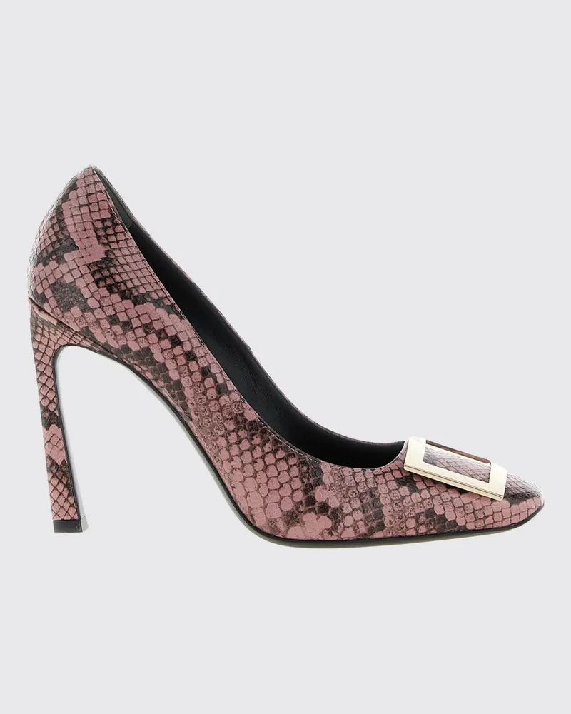 Roger Vivier Trompette Pumps aus Leder mit Python-Print von mit hohem Absatz Violett
