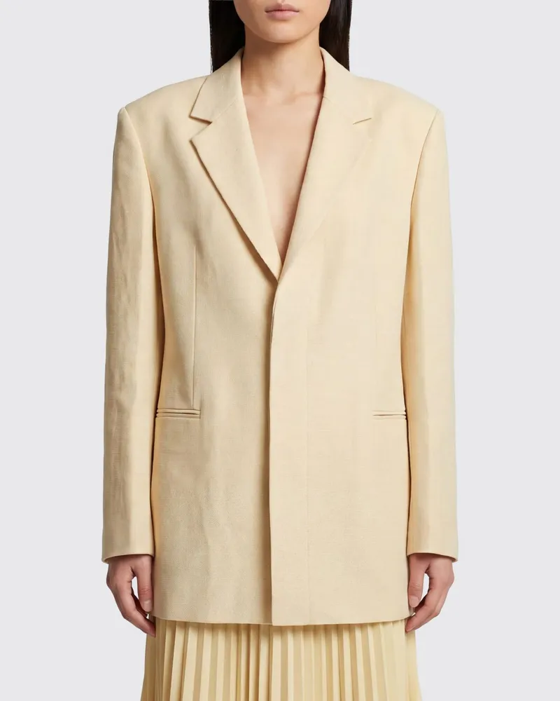 Carven Einreihiger Blazer aus Viskosemischung mit verdecktem Verschluss Ecru