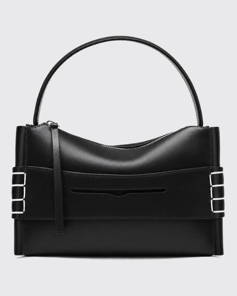 J.W.Anderson Loafer Handtasche aus glattem Kalbsleder mit Kontrastnähten Schwarz