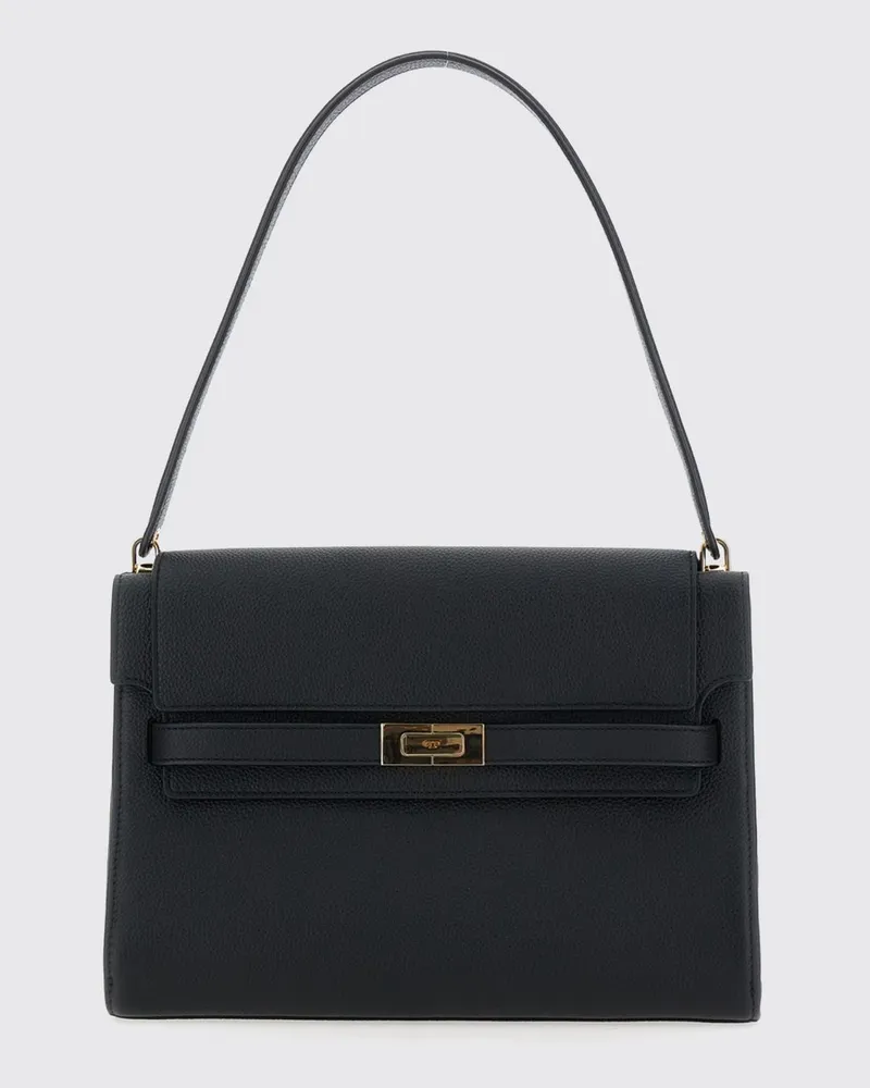 Tory Burch Lee Radziwill Schultertasche von aus genarbtem Leder mit graviertem Logo Schwarz