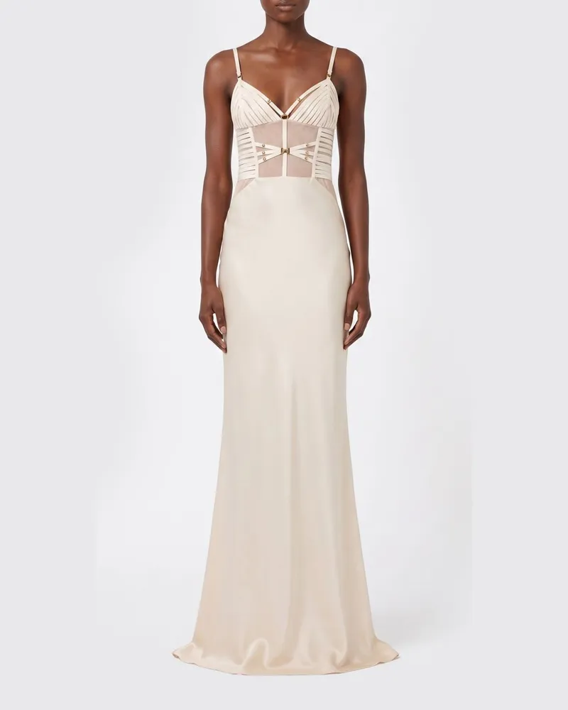 Elisabetta Franchi Korsettkleid aus Satin Beige