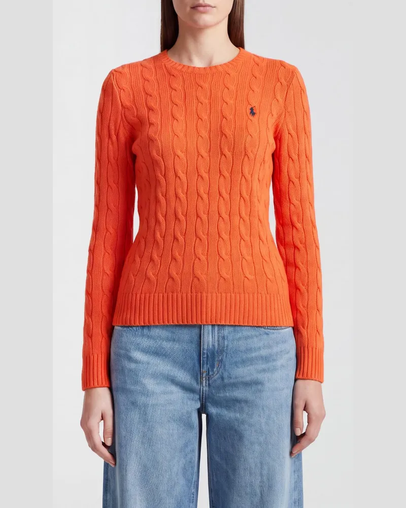 Ralph Lauren Slim Fit Rundhalspullover aus Wolle und Kaschmir mit Pony-Logo Orange